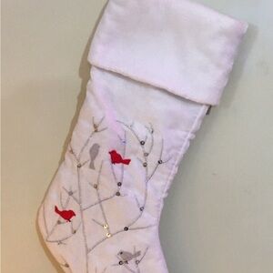 Embroidered Holiday Stocking with Birds